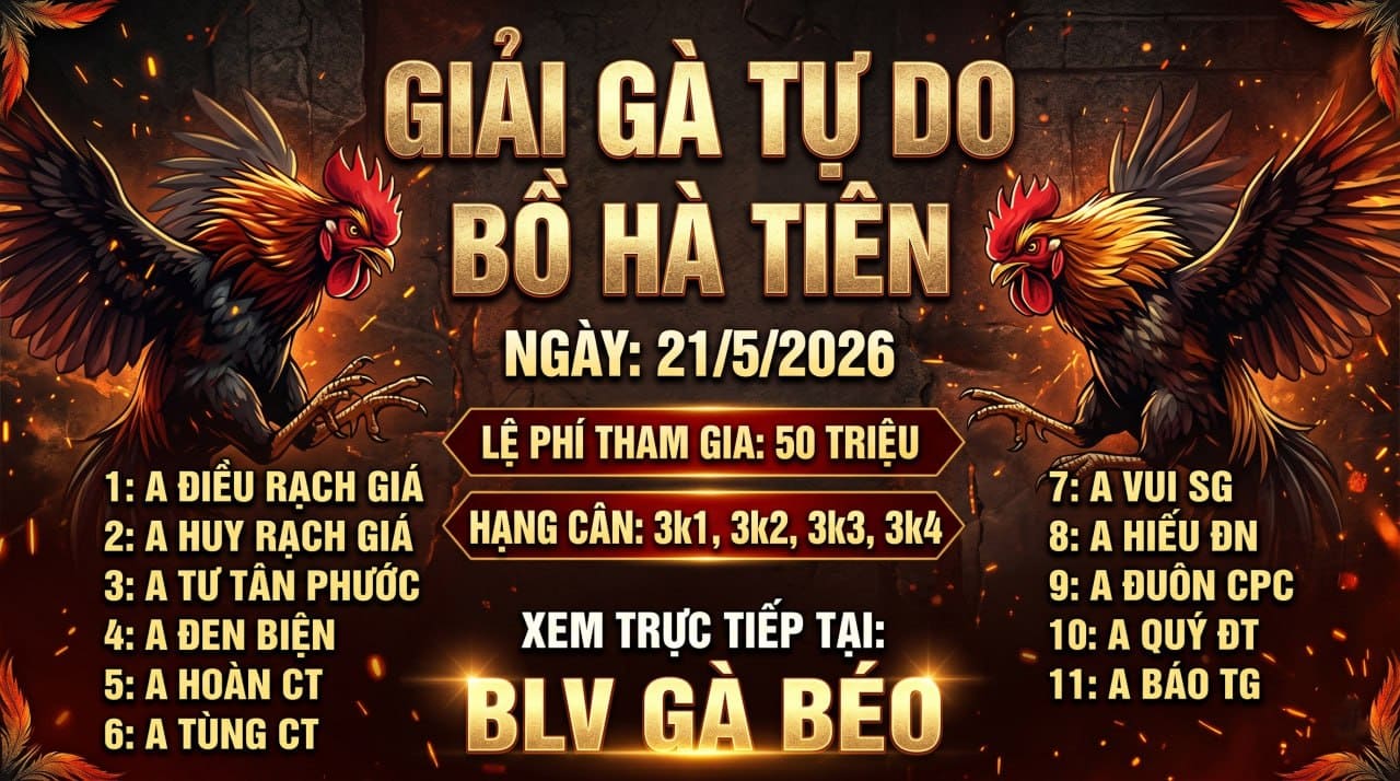 Thông Báo Giải Gà Tự Do Bồ Hà Tiên 21/5/2026
